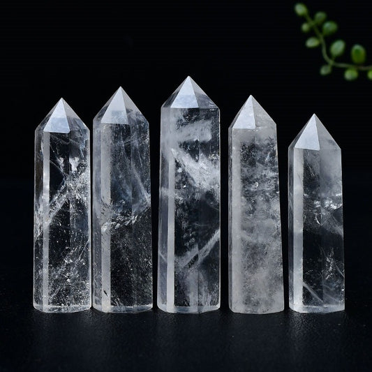 Brazilian Clear Quartz Point Obelisk | Polished Hexagonal Healing Crystal Wand