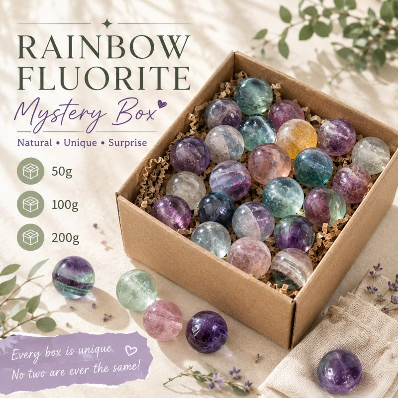 Mystery Box · Natural Rainbow Fluorite Crystal Sphere