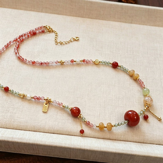 Natural Red Agate & Freshwater Pearl Necklace for Women from whisper crystal