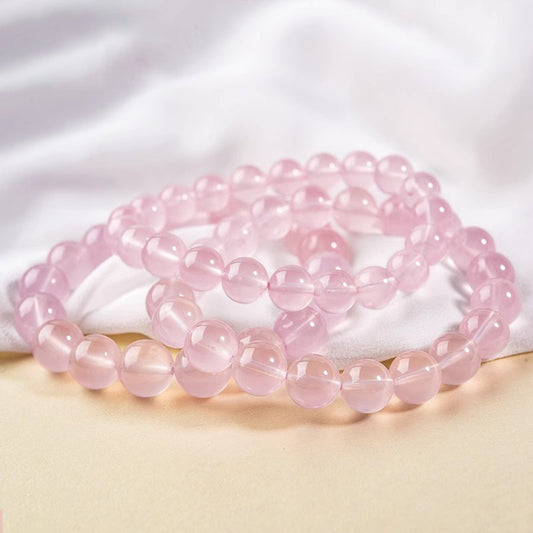 Ice Type Madagascar Rose Quartz Round Beads