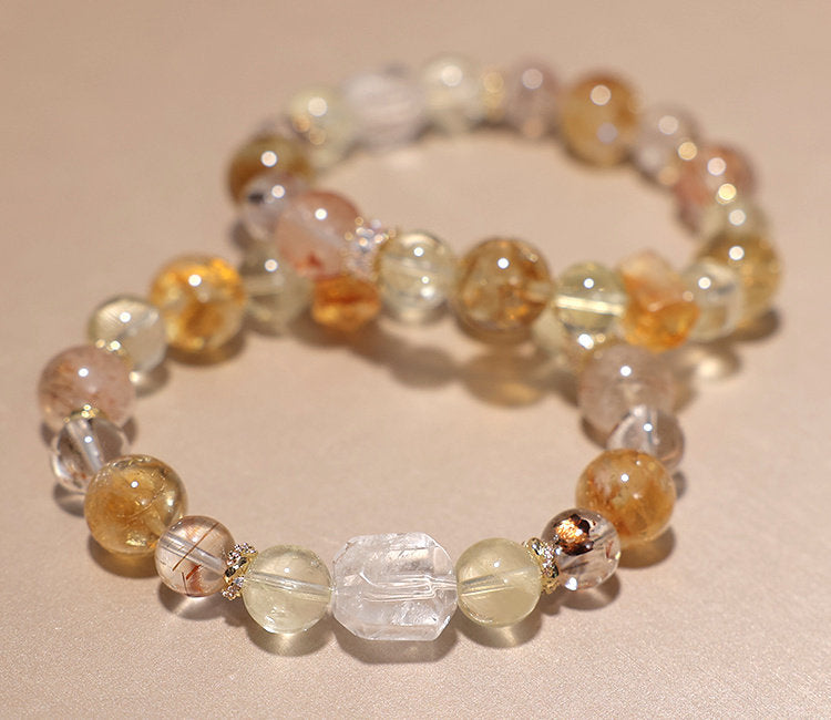 Natural Black Gold Super Seven Yellow Tower Crystal Bracelet