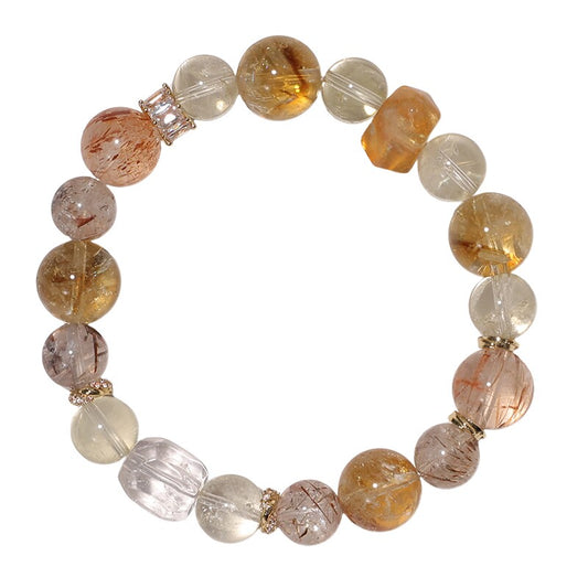 Natural Black Gold Super Seven Yellow Tower Crystal Bracelet