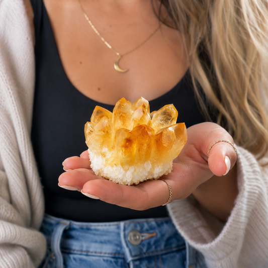 Whispercrystal Citrine Crystal Cluster | Genuine Yellow Quartz Mineral Specimen