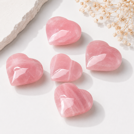 Natural Rose Quartz Heart Crystal – Hand-Polished Heart-Shaped Gemstone Pocket Stone