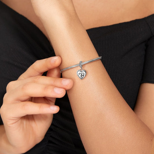 S925 Sterling Silver Zodiac Heart Charm | Constellation Pendant for DIY Jewelry