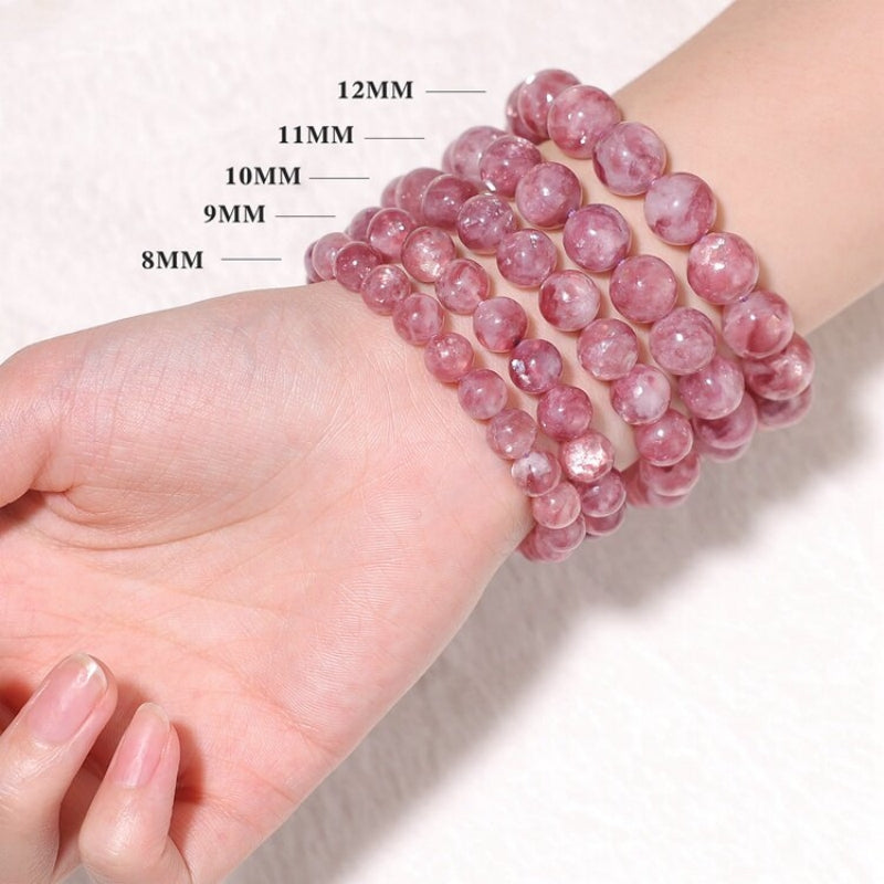 Natural Pink Strawberry Quartz Beaded Bracelet