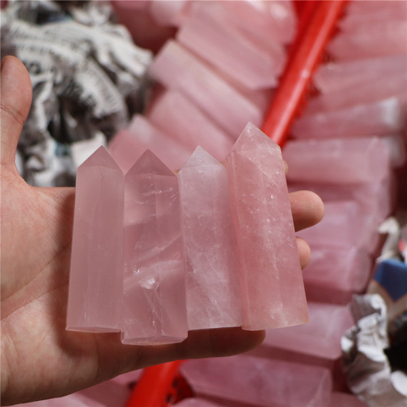 whispercrystal-Hexagonal Crystal Rose Quartz Crystal Tower