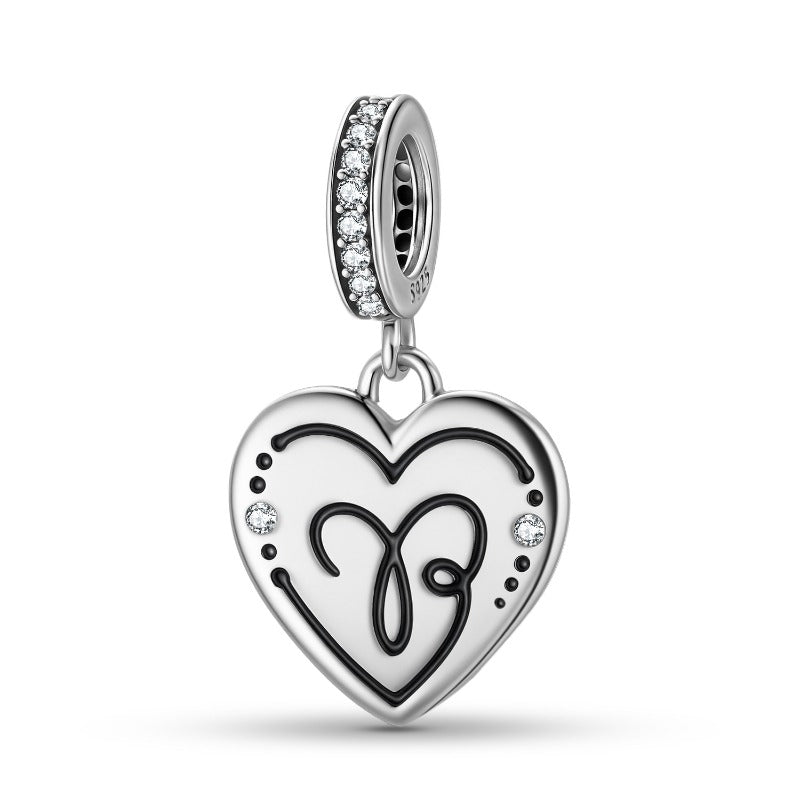 S925 Sterling Silver Zodiac Heart Charm | Constellation Pendant for DIY Jewelry