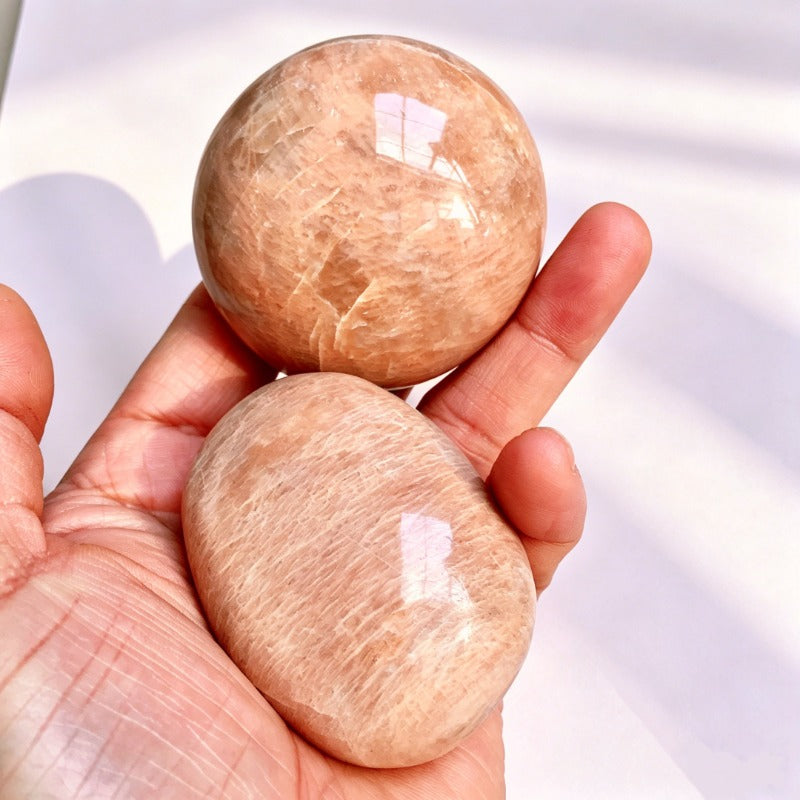 Natural Peach Moonstone Palm Stone