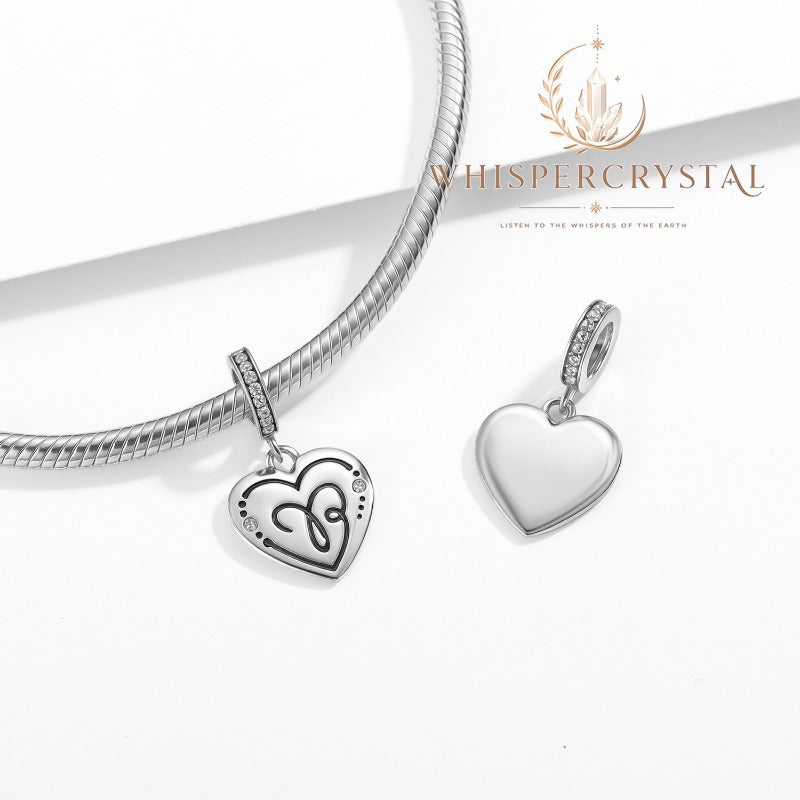 S925 Sterling Silver Zodiac Heart Charm | Constellation Pendant for DIY Jewelry