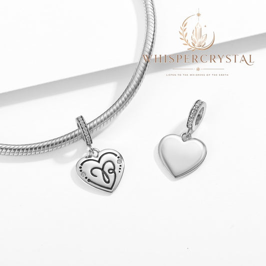 S925 Sterling Silver Zodiac Heart Charm | Constellation Pendant for DIY Jewelry