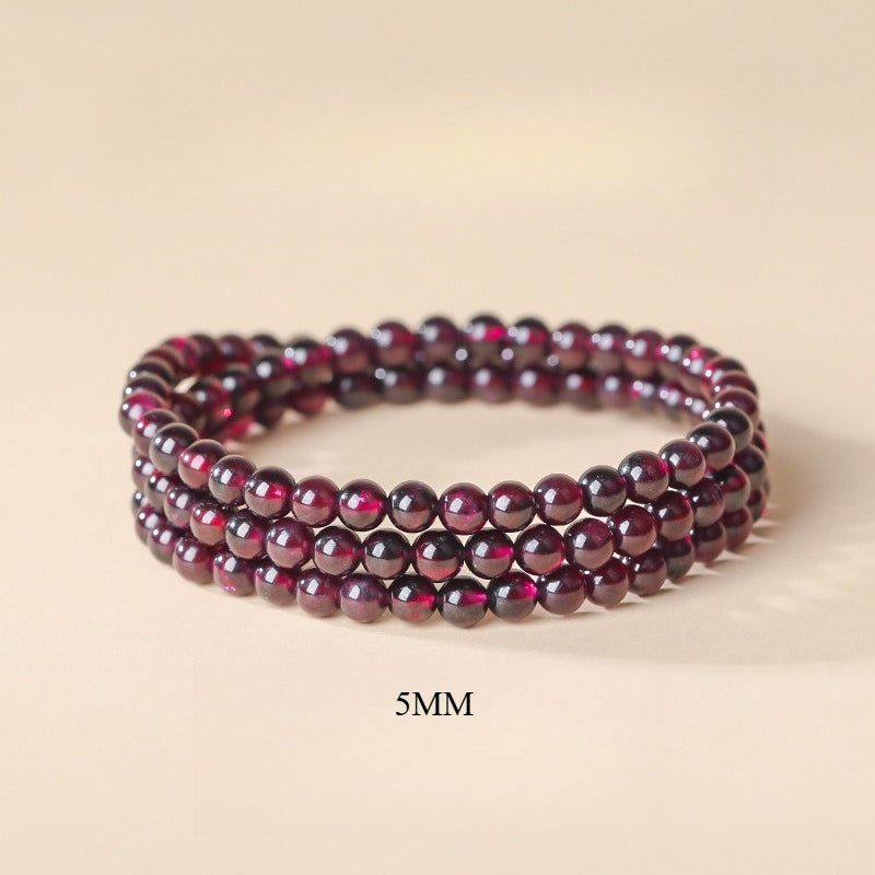 5MM Triple Wrap Garnet Bracelet | Natural January Birthstone Jewelry from crystal shop near me whispercrystal