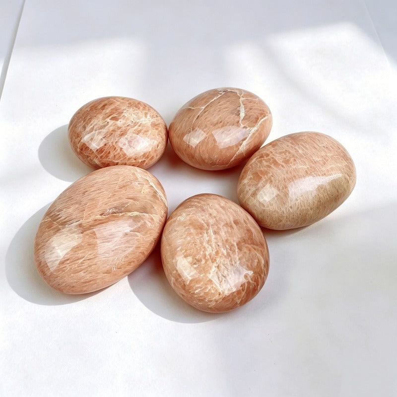 Natural Peach Moonstone Palm Stone