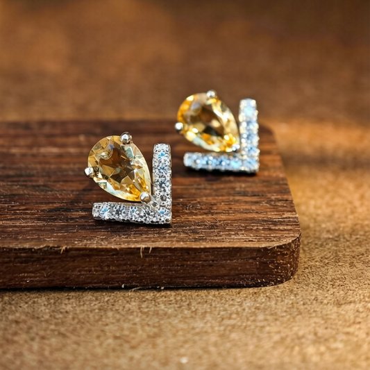 925 Sterling Silver Natural Citrine Stud Earrings for women crystal gift from whispercrystal-1