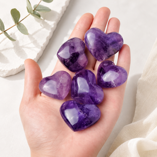 Natural Amethyst Heart Crystal Stone – Hand-Polished Gemstone Ornament