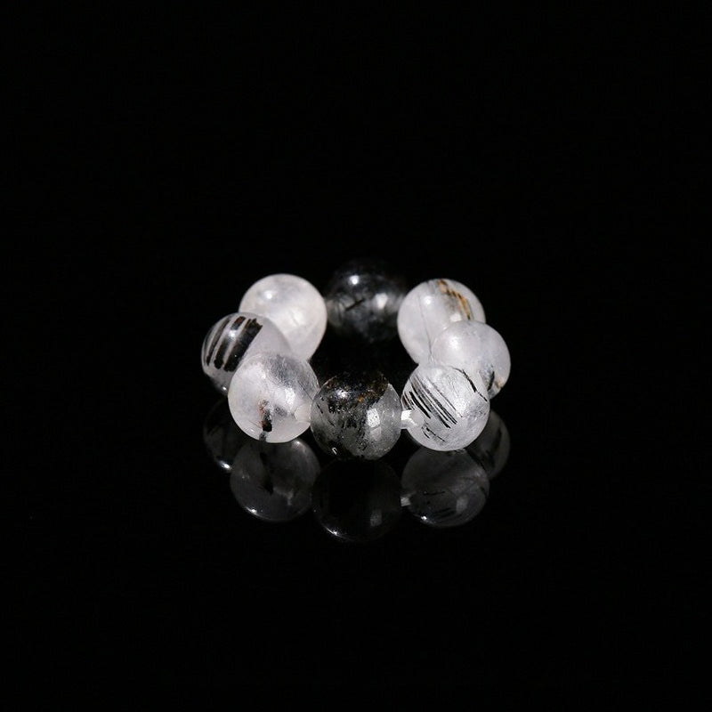 Black Rutilated Quartz Crystal Bead Ring Spacer – 8mm Gemstone Circle for DIY Bracelets & Jewelry Making