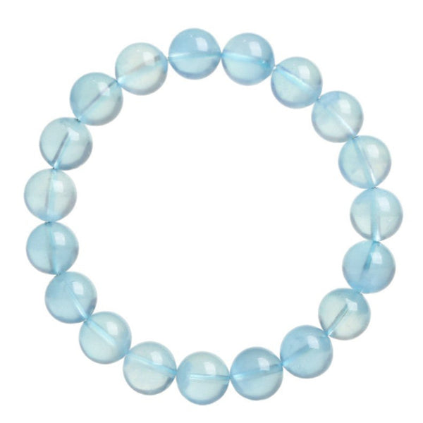 Blue Gemstone Beaded Bracelet crafted with polished natural blue gem beads. This elegant wrist accessory delivers soothing calmness and attracts positive luck