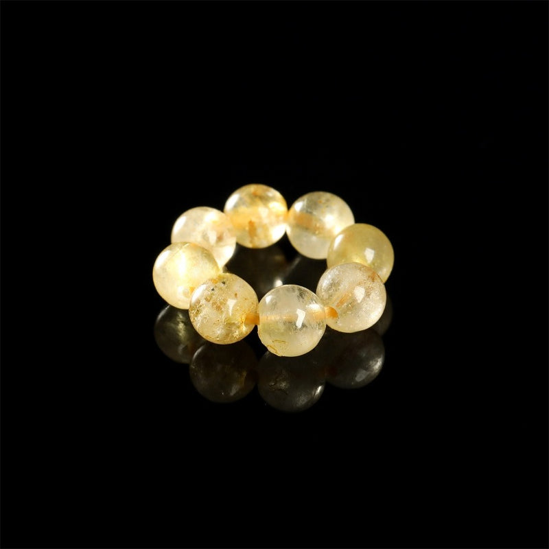 Cloudy Golden Rutilated Quartz Natural Crystal Bead Ring Spacer – 8mm Gemstone Circle for DIY Bracelets & Jewelry Making