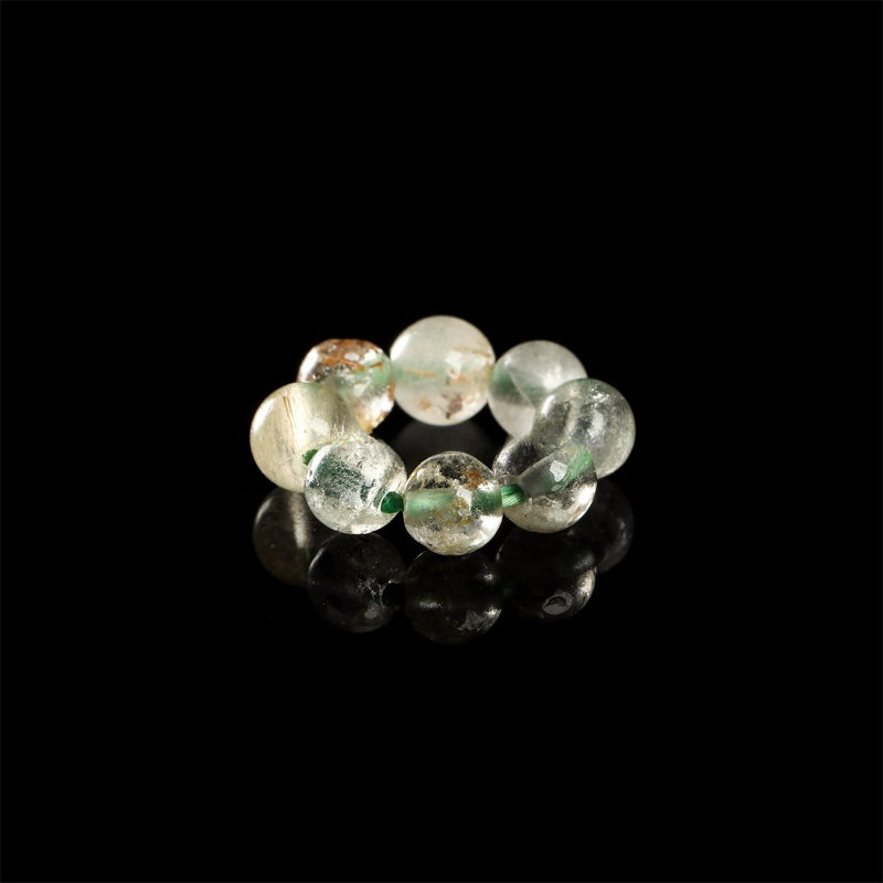 Crystal Bead Ring Spacer – 8mm Gemstone Circle for DIY Bracelets & Jewelry Making Green Phantom Quartz