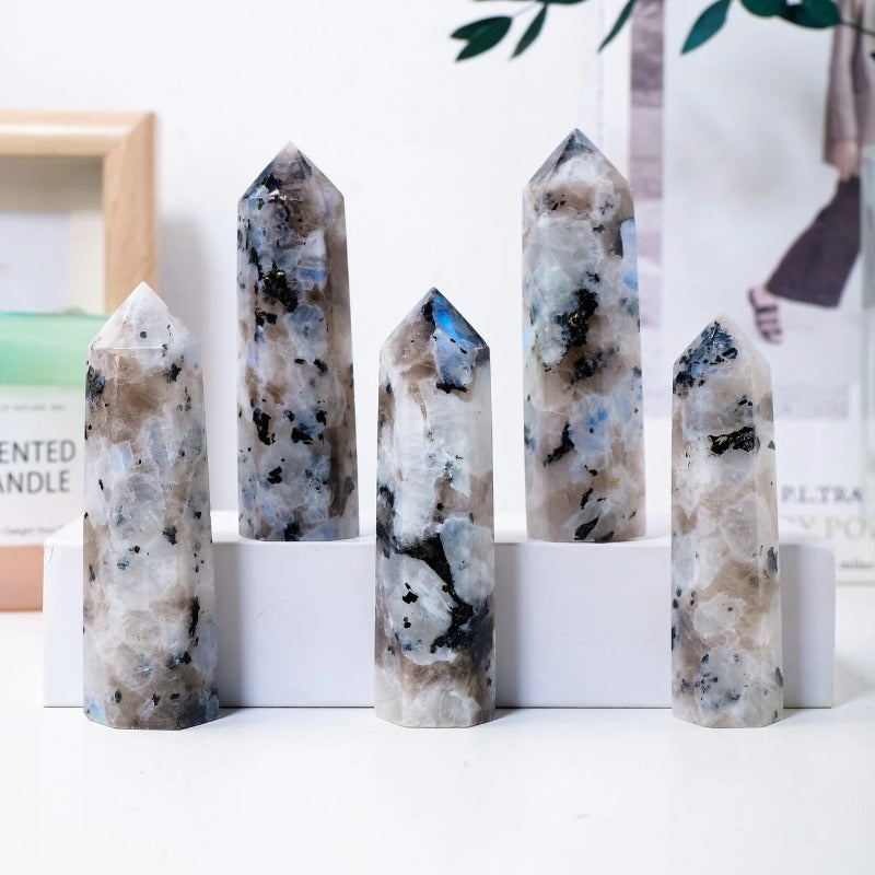 Every WhisperCrystal™ Black Moonstone Tower is carved from 100% genuine natural Black Moonstone