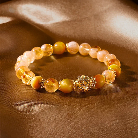Golden Rutilated Quartz & Tiger Eye Bracelet | WhisperCrystal™