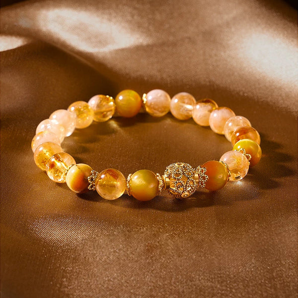 Golden Rutilated Quartz & Tiger Eye Bracelet | WhisperCrystal™