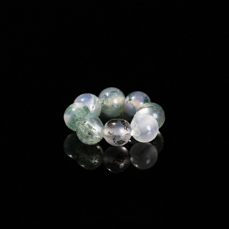 Ice Moss Agate Crystal Bead Ring Spacer – 8mm Gemstone Circle for DIY Bracelets & Jewelry Making