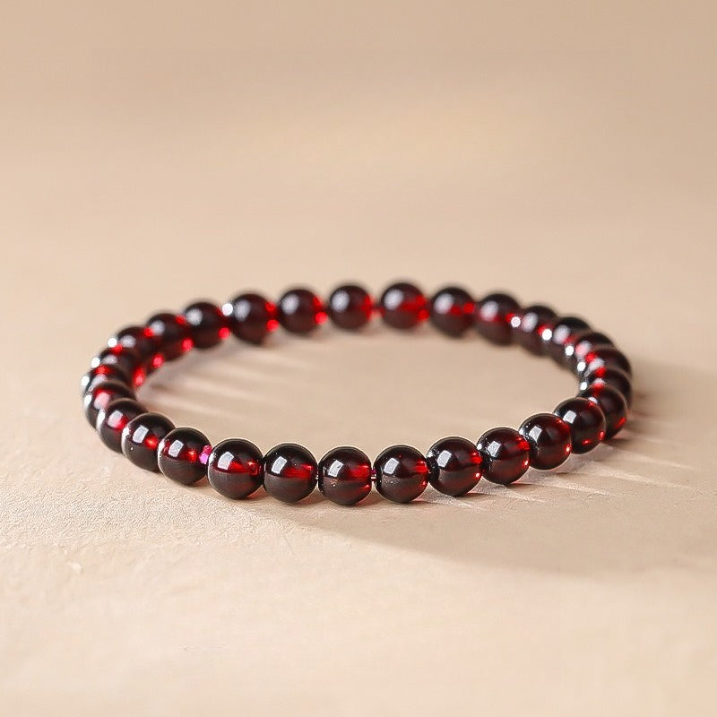January Birthstone Garnet Bracelet | Minimalist Gemstone Jewelry 6mm
