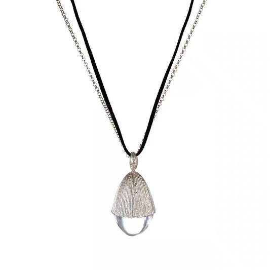 Long Pendant White Crystal Pine Cone Necklace