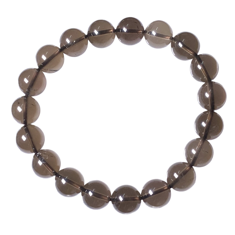 Men's Brown Crystal Beaded Bracelet, Tea Crystal Gemstone Jewelry for Protection &amp; Balance