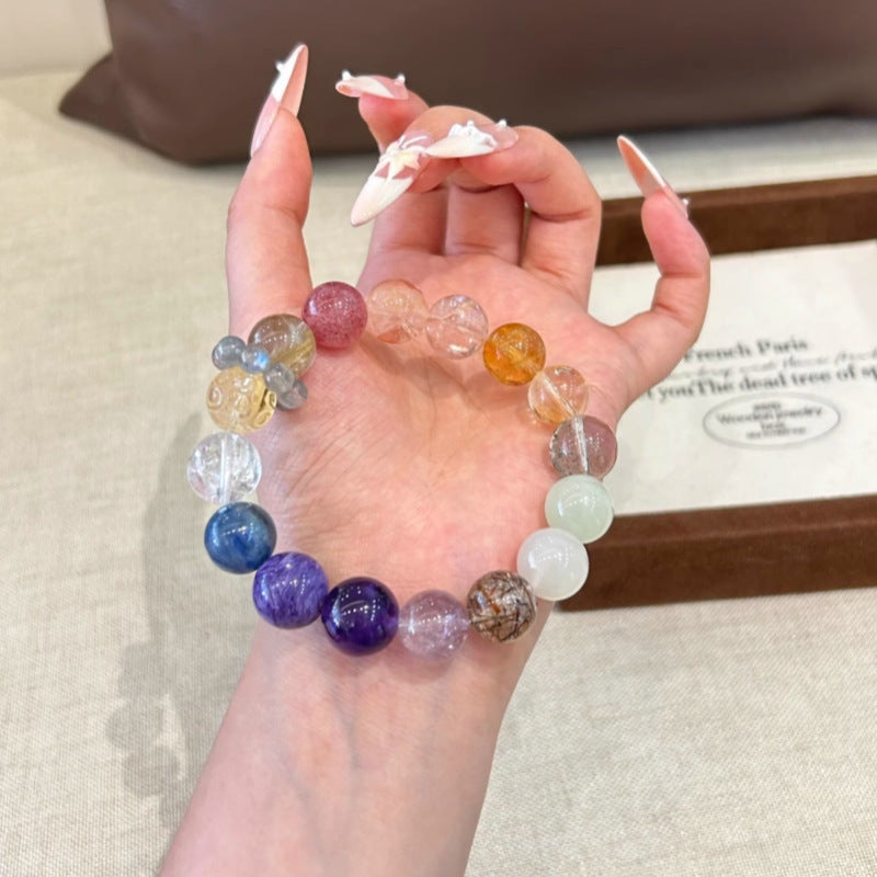 Natural 16-Gemstone Multi-Crystal Bracelet – Healing Energy Beaded Jewelry with Amethyst, Citrine, Moonstone & More
