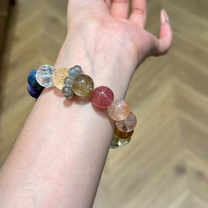 Natural 16-Gemstone Multi-Crystal Bracelet – Healing Energy Beaded Jewelry with Amethyst, Citrine, Moonstone & More
