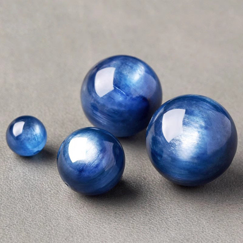 Natural Blue Kyanite Cat Eye Beads | Genuine Round Gemstone Beads for Jewelry Making