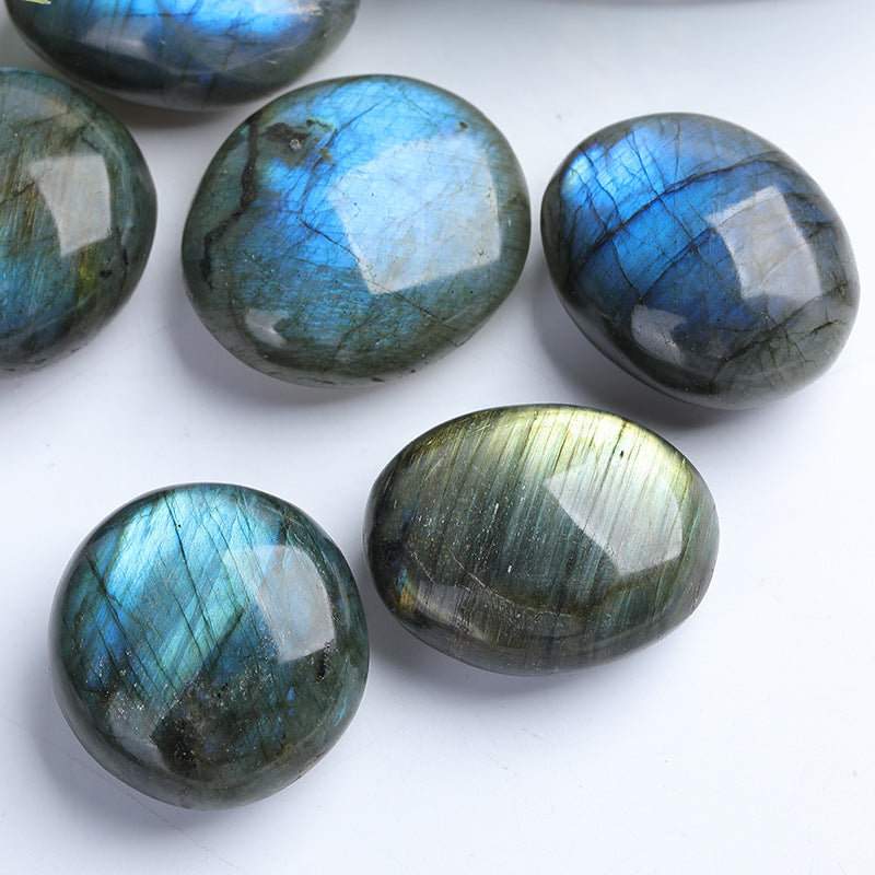 Natural Labradorite Palm Stone | Blue Flash Moonstone Freeform Crystal | Polished Handheld Healing Stone Mineral Specimen | 2-8cm