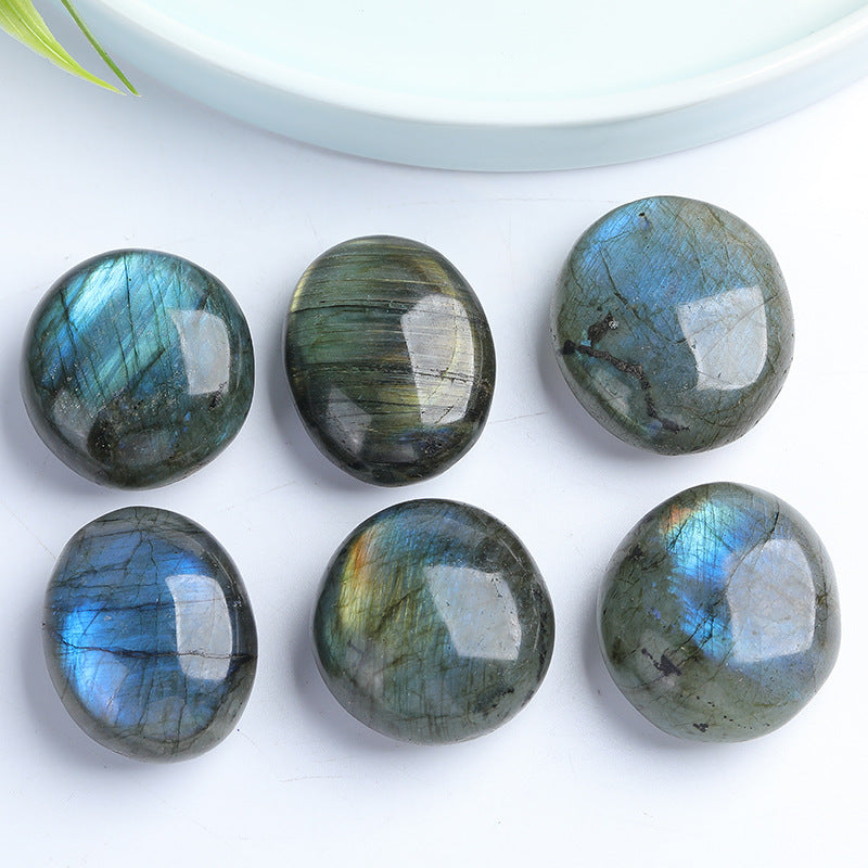 Natural Labradorite Palm Stone | Blue Flash Moonstone Freeform Crystal | Polished Handheld Healing Stone Mineral Specimen | 2-8cm