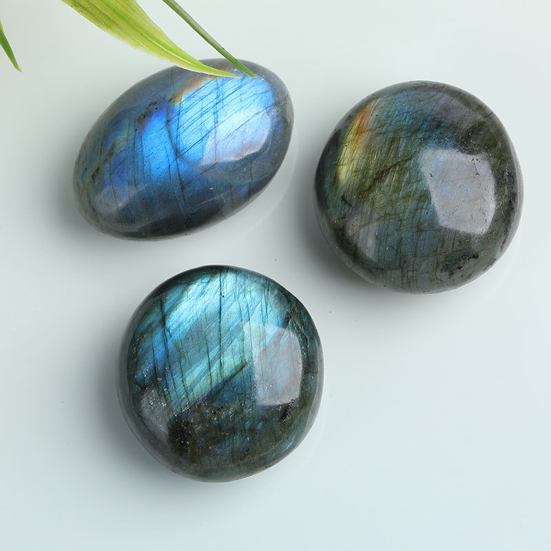 Natural Labradorite Palm Stone | Blue Flash Moonstone Freeform Crystal | Polished Handheld Healing Stone Mineral Specimen | 2-8cm