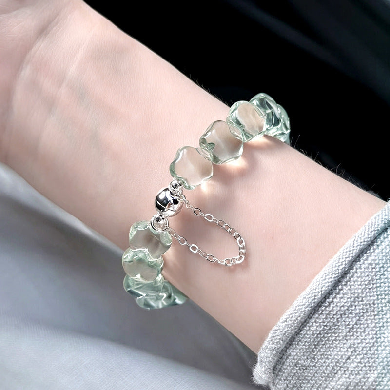 Natural Light Green Crystal Star Bracelet | Faceted Green Crystal Jewelry | WhisperCrystal™