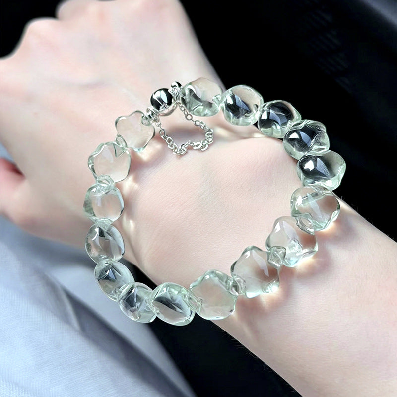 Natural Light Green Crystal Star Bracelet | Faceted Green Quartz Bracelet | WhisperCrystal™