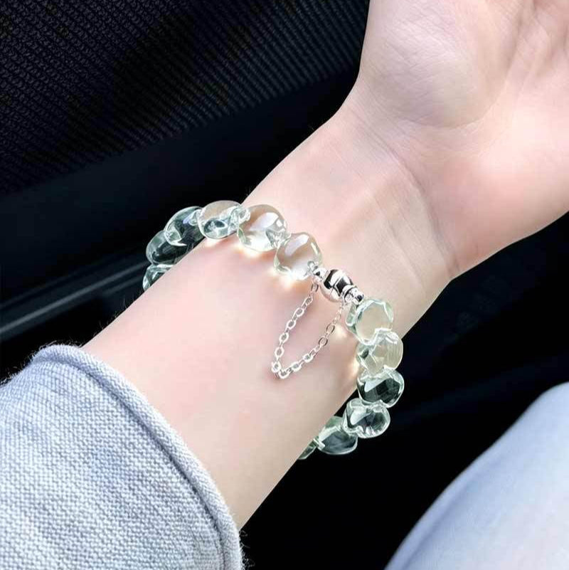 Natural Light Green Crystal Star Bracelet | Faceted Green Quartz Bracelet | WhisperCrystal™ for women