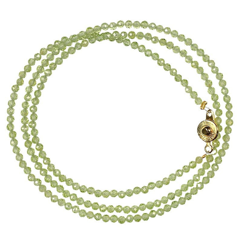Natural Peridot Triple Wrap Bracelet | August Birthstone Jewelry