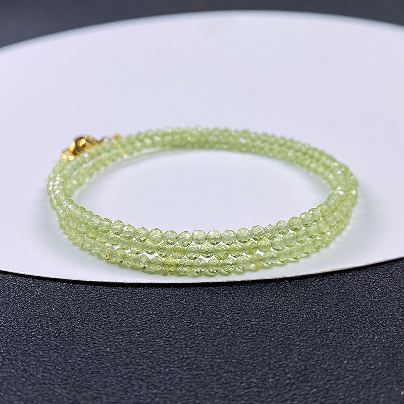Natural Peridot Triple Wrap Bracelet | August Birthstone Jewelry