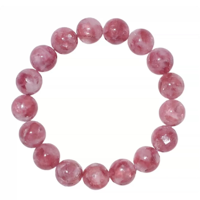 Natural Pink Strawberry Quartz Beaded Bracelet