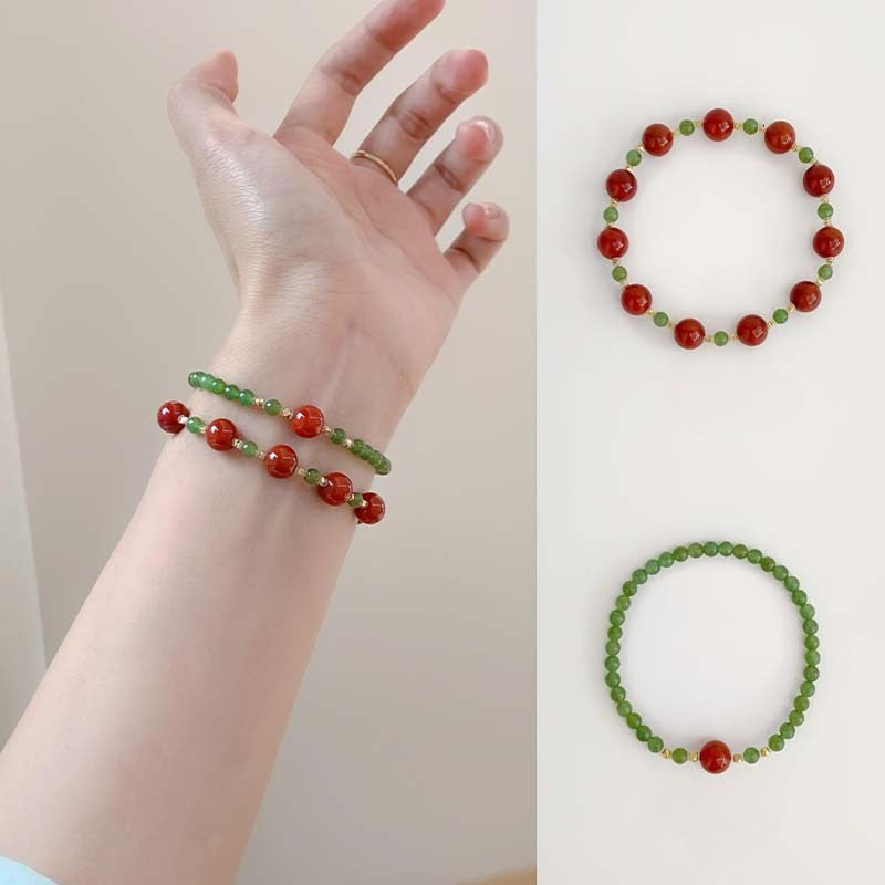 Natural Red Agate & Green Jasper Bracelet | Layered Crystal Jewelry | WhisperCrystal™