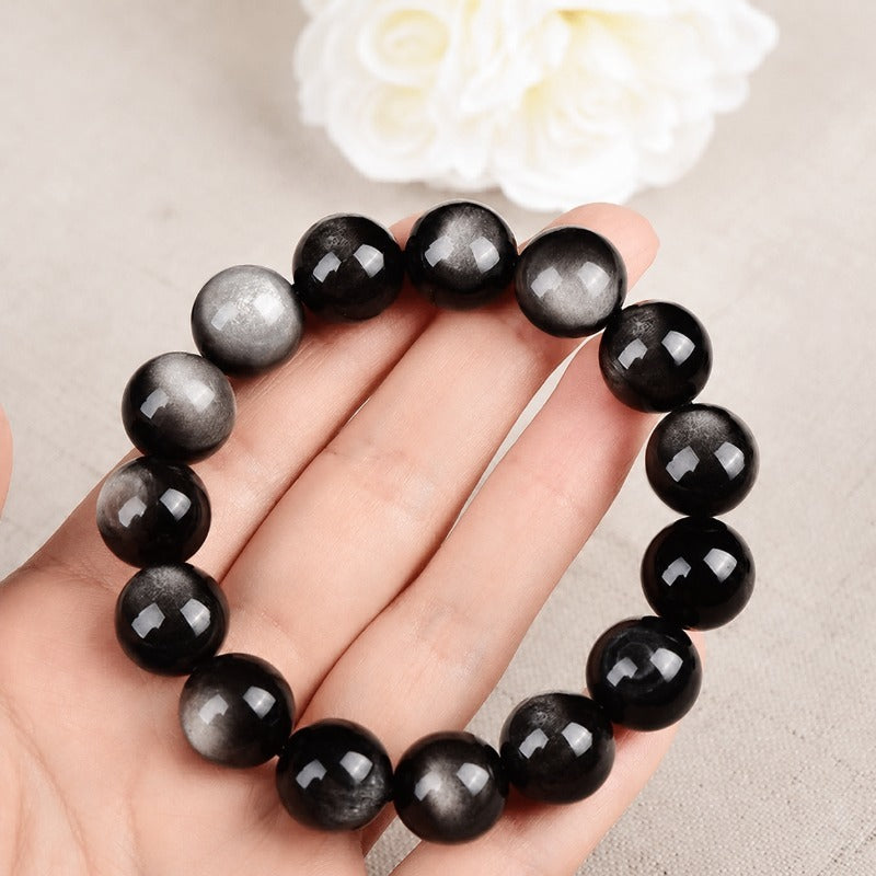 Natural Silver Sheen Obsidian Bracelet