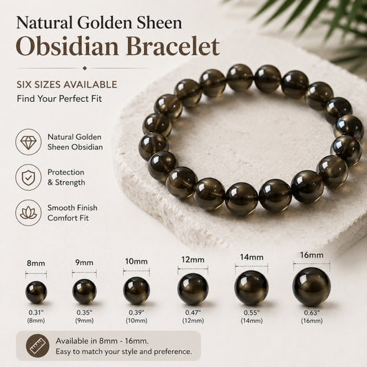 Men's Brown Crystal Beaded Bracelet, Tea Crystal Gemstone Jewelry for Protection &amp; Balance