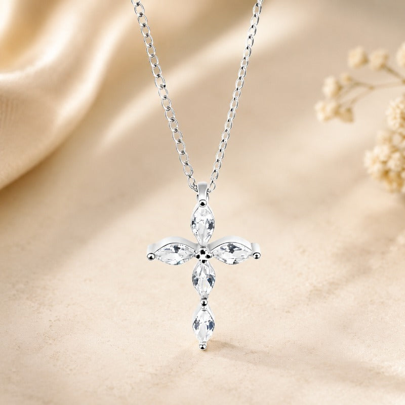 Natural White Crystal Cross Necklace crystals so high qualityand stunning pieces