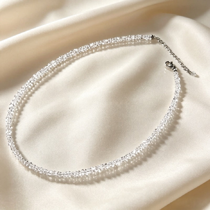 Natural White Crystal Necklace Ice Crystal Layering Choker Necklace