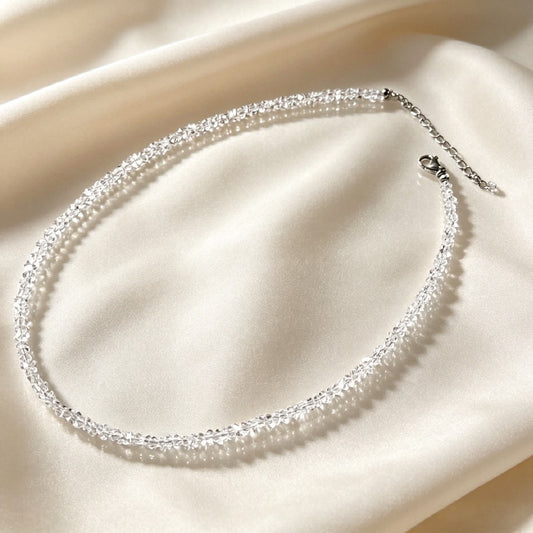 Natural White Crystal Necklace Ice Crystal Layering Choker Necklace