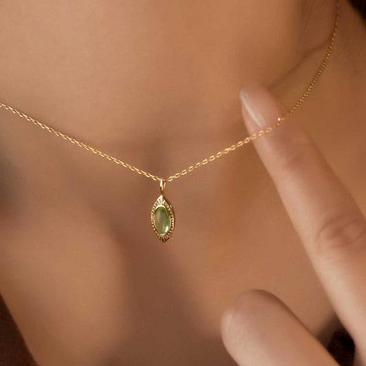 August Birthstone Peridot Necklace | S925 Sterling Silver Pendant