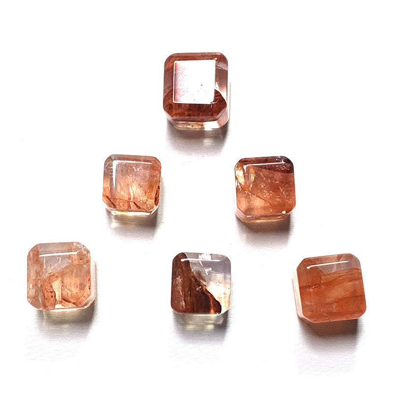 Natural Red Hematoid Quartz Cube Charm for DIY Jewelry Making